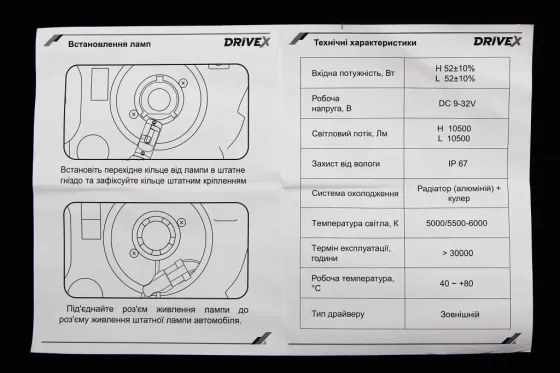 Лампа диодная   H1 12-24В 12000лм/6000К/52Вт/CSP3570 DriveX с кулером +CAN-модуль Винница