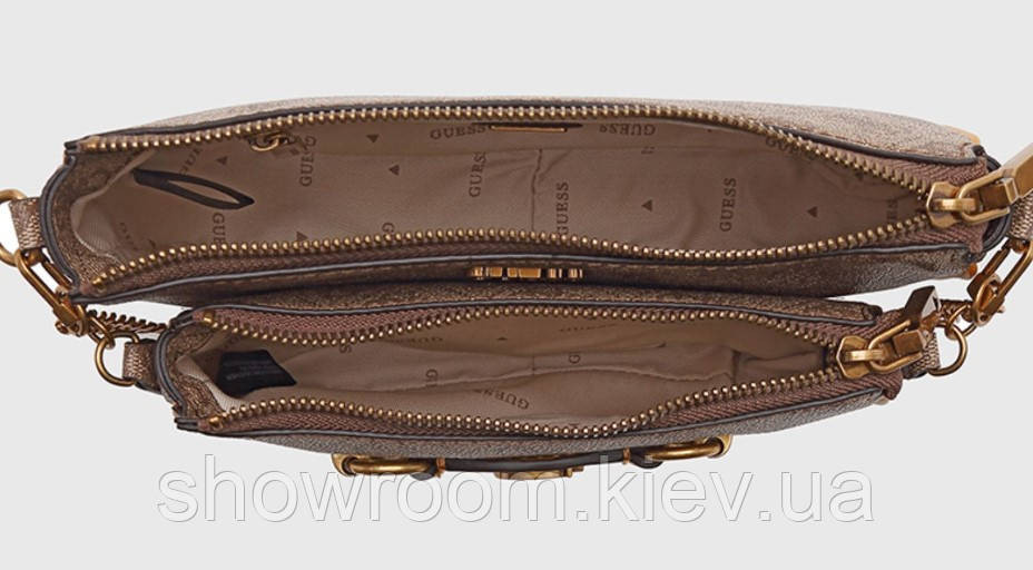 Женская сумочка с органайзером на плечо Guess (865470) светло коричневая Киев - изображение 5