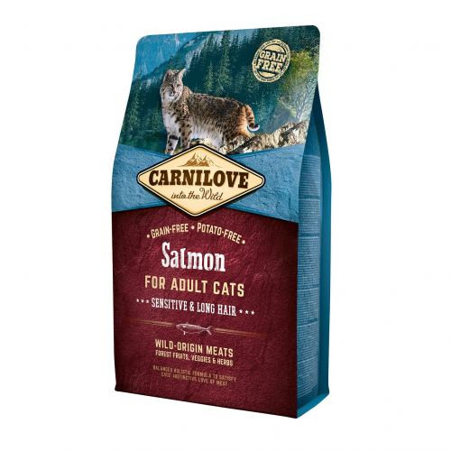 Корм сухий Carnilove Cat Sensitive and Long Hair для довгошерстих котів з чутливим травленням з лососем 2 кг Київ - фото 1