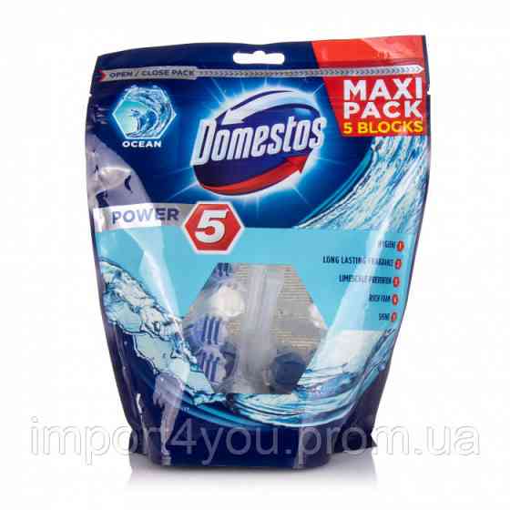Domestos Power 5  свіжість океану, 5*55г завішки для унітазу 