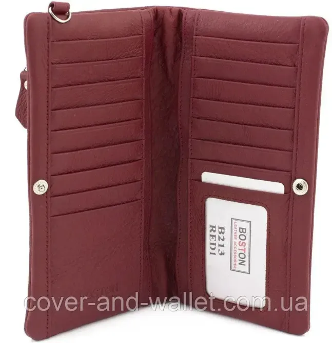 Удобный розовый женский кожаный кошелек купюрник Boston Бордовый Киев - изображение 5