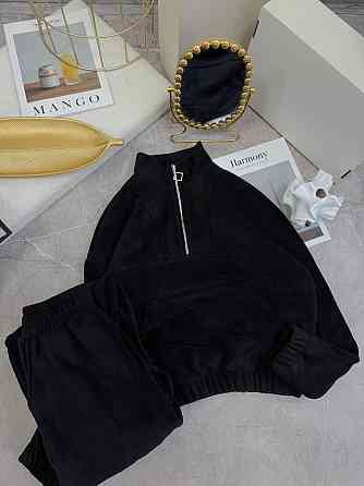 Женский теплый прогулочный костюм двойка из двухстороннего флиса Черный, 48/52 Одесса