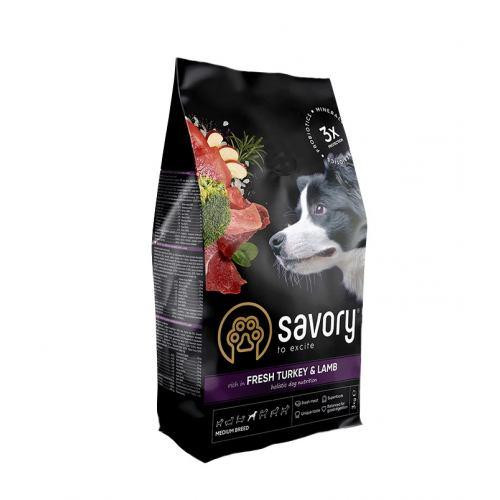 Сухий корм Savory Medium для собак середніх порід, зі свіжим ягням та індичкою, 3 кг Київ - фото 1