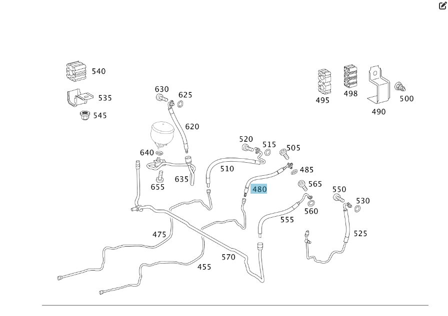 Mercedes-Benz  A2219971582 Шланг гідропідвіски від блоку клапанів заднього моста CL C216 S-class short W221 S-class long V221 Одеса - фото 2