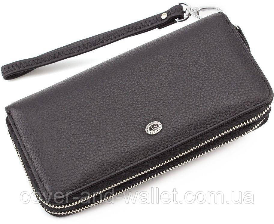 Мужской кожаный кошелёк клатч на две молнии черного цвета ST 127 Киев - изображение 1