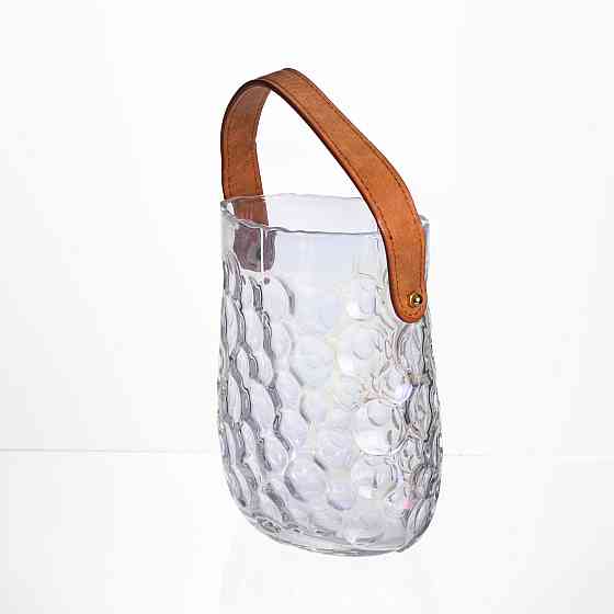 Ваза сумочка з ручкою 13×9.5×18 (см) декоративна скляна ваза для квітів 1.2 (л) Прозорий HP-19-153-6 Коломия