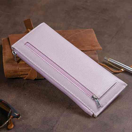 Горизонтальный тонкий кошелек из кожи женский Лиловый (ST Leather) Киев