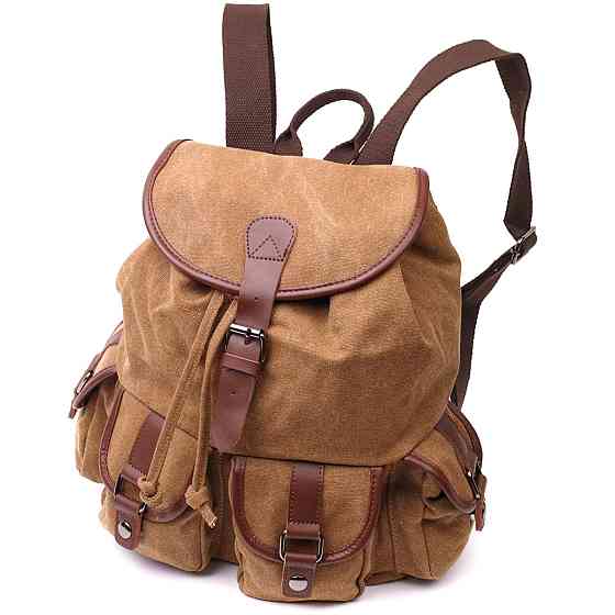 Чоловічий текстильний рюкзак, що закривається клапаном на магніт Коричневий (Vintage) Київ