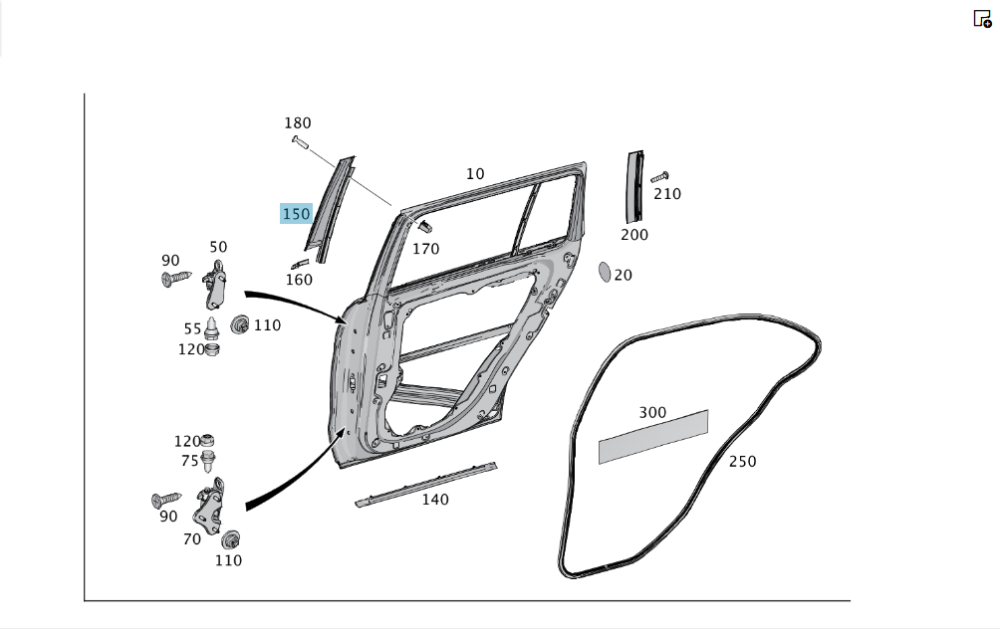 Mercedes-Benz  A1666900487 Декоративна накладка опускного скла задніх правих дверей вертикальна спереду ML/GLE W166 GL/GLS X166 Одеса - фото 1