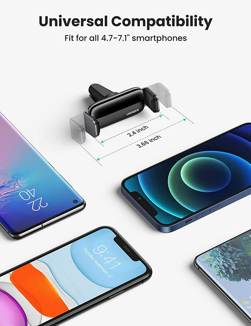 Автомобільне кріплення для смартфона 4.7-7.2" (На решітку) LP120  Ugreen Косм. Сіре Винница - изображение 8