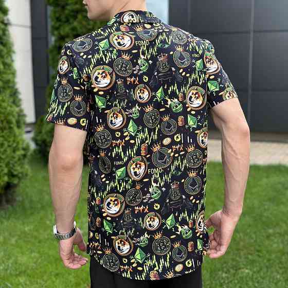 Літня чоловіча сорочка із принтом для відпочинку Pobedov Dejavu Kripta Київ