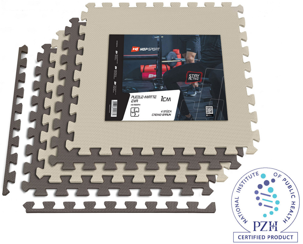 Мат-пазл Hop-Sport EVA 1см HS-A010PM - 4 частин бежево-коричневий Київ - фото 2