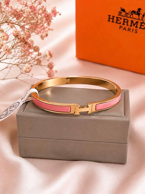 Браслет Hermes нежный розовый цвет / в позолоте 18К Одесса - изображение 5
