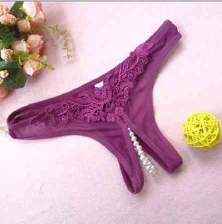 Трусики з розрізом та бусинками 42 фіолетовий Київ