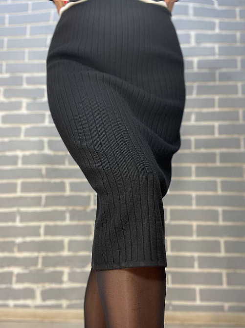 Спідниця жіноча My fashion 478 в'язка широкий рубчик розріз середня довжина, чорний, 44-48 Київ - фото 16