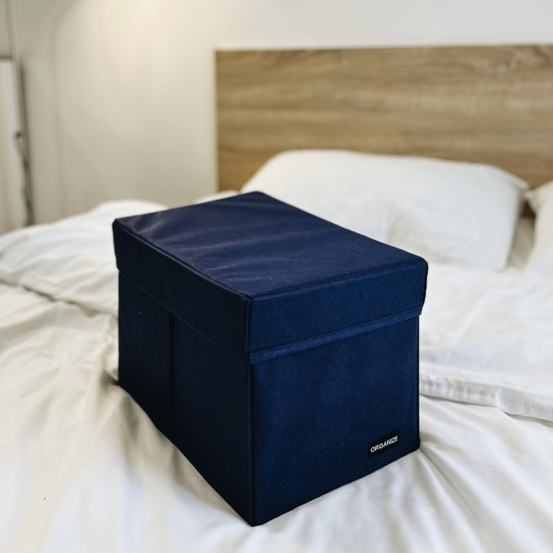 Плотный органайзер для хранения вещей с крышкой 30x19x19 см M HY-M-KR (Синий) Сумы - изображение 4