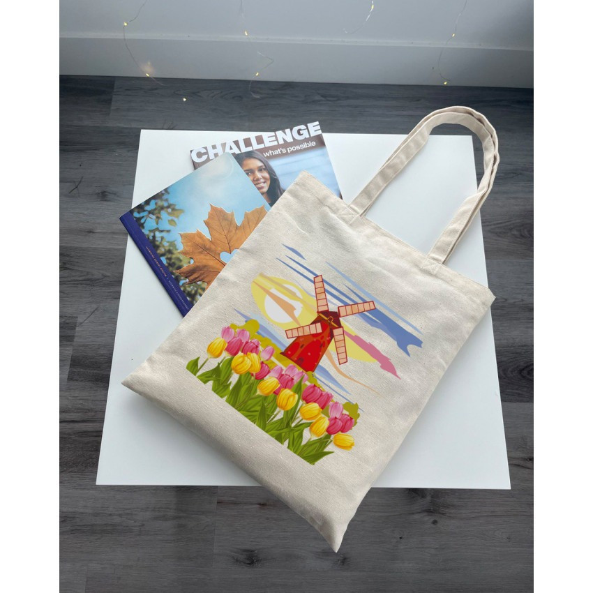 Екошопер BookOpt BK4071 "Подорож Нідерландами". Країна вітряків і тюльпанів" бежевий Київ - фото 8