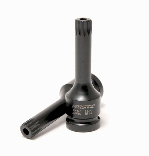Головка 1/2" з насадкою Spline M12 з отвором ударний глибока Одеса - фото 1