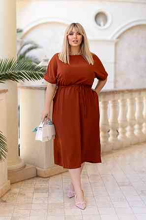 Женское платье миди со шнурком Rea 54-56, Терракот Киев