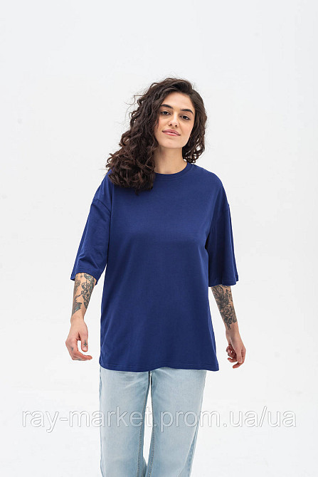 Футболка оверсайз RAY OVERSIZE женская темно-синяя (U0104W-Navy Blue) 2XL/3XL Киев - изображение 1