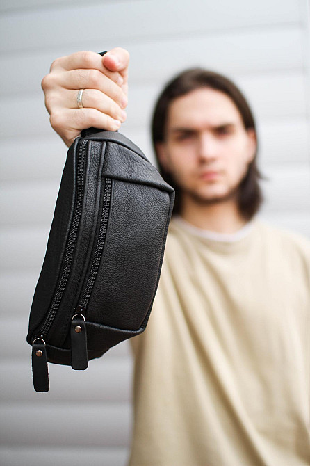 Сумка на пояс из натуральной кожи флотарий SL005 (Черная) Сумы - изображение 10