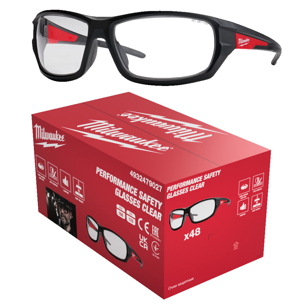 Окуляри захисні PERFORMANCE MILWAUKEE з покриттям AS/AF (прозорі) (48 шт) Одесса - изображение 1