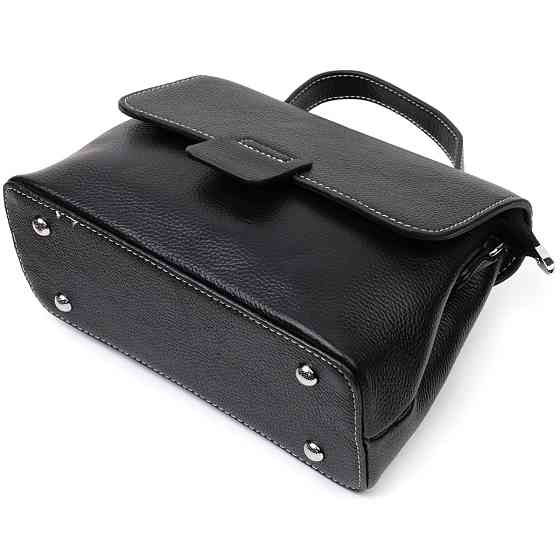 Сумка сэтчел в классическом цвете для женщин из натуральной кожи Vintage 22291 Черная Киев