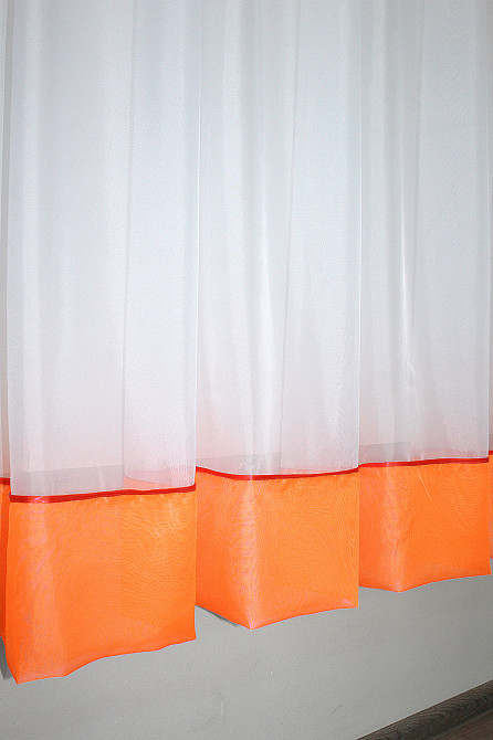 Кухонна фіранка VR-Textil № 047к помаранчевий з білим 280х170 см (50-956) Київ - фото 5