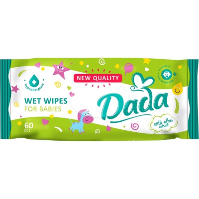 Дитячі вологі серветки Dada з екстрактом алое, 60 шт (4820174980375) Вінниця - фото 1