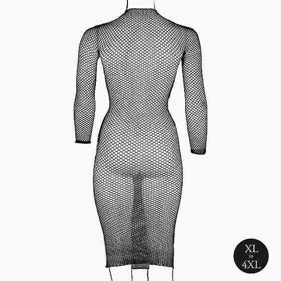Жіноча довга сукня з сітчастою структурою та коміром-гольф Le Desir Long Dress Fishnet, чорна Sex Aura Київ