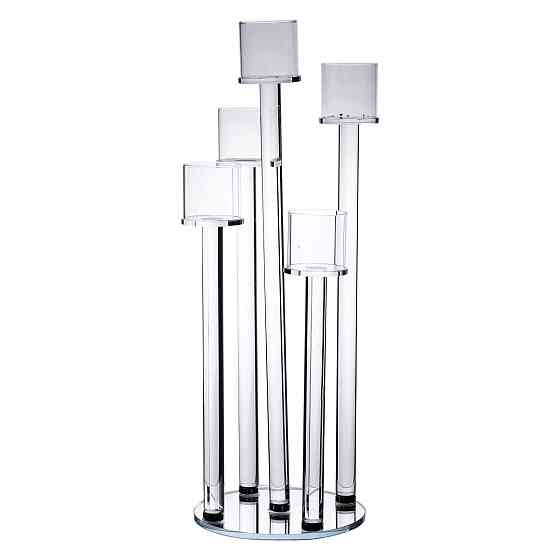 Yiwu Підсвічник скляний на 5 свічок 20×56.5 см підсвічник декоративний прозорий на ніжці HP-4-1 Киев