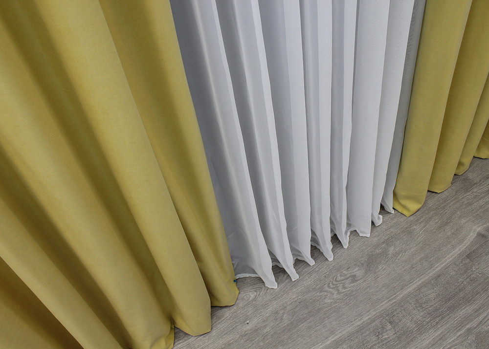 Комплект готових штор VR-Textil Нубук однотонний № 1520ш Світло-золотистий 150х290 см 2 шт (33-0401) Київ - фото 7