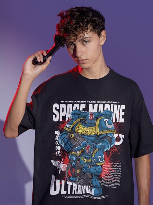 Футболка з аніме принтом Ворлд Еатерс Спаке Маріне оверсайз (S/M/L) Чорний AnimeJ0899 Дніпро - фото 2