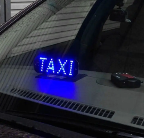 Світлодіодне табло TAXI 12 В синє, 45 LED, табличка таксі з присосками на скло авто, розмір 140×65 мм Київ