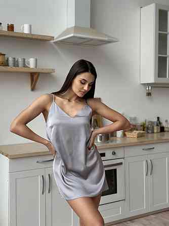 Жіноча нічна сорочка шовкова Сірий XL/2XL Харків