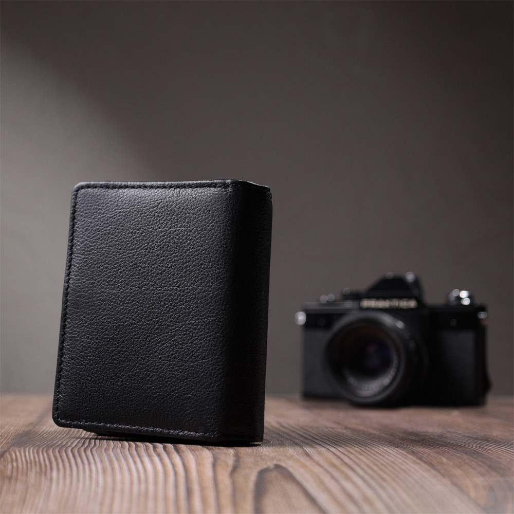 Жіночий гаманець з монетницею та блоком для пропусків із натуральної шкіри ST Leather 22713 Чорний Київ - фото 2