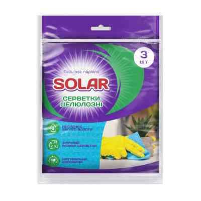 Салфетки для уборки Solar Household Целлюлозные влагопоглощающие 3 шт. (4820269930179) Винница