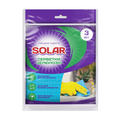 Салфетки для уборки Solar Household Целлюлозные влагопоглощающие 3 шт. (4820269930179) Винница - изображение 1