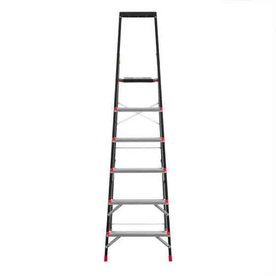 Драбина сталева, 6 сходинок, лоток для інвентарю, висота: 1787 мм, висота: висота до платформи: 1280 мм, 150 кг INTERTOOL LT-0056 Київ