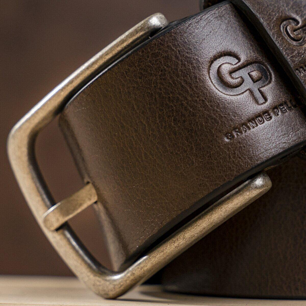 Ремінь чоловічий з круглою пряжкою Grande Pelle 11271 Капучино Київ - фото 6