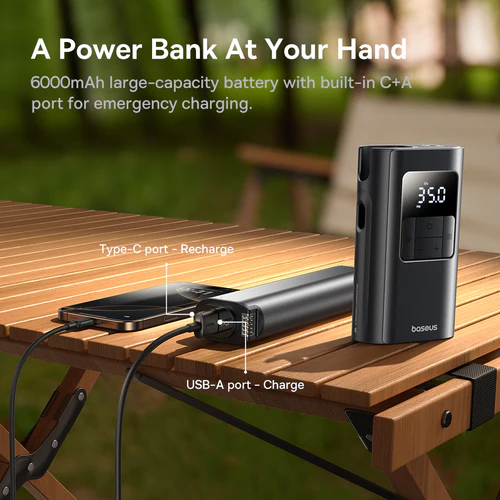 Автомобильный насос Baseus PrimeTrip VA1 Wired and Wireless 2-in-1 Tire Inflator Cosmic Black Киев - изображение 9