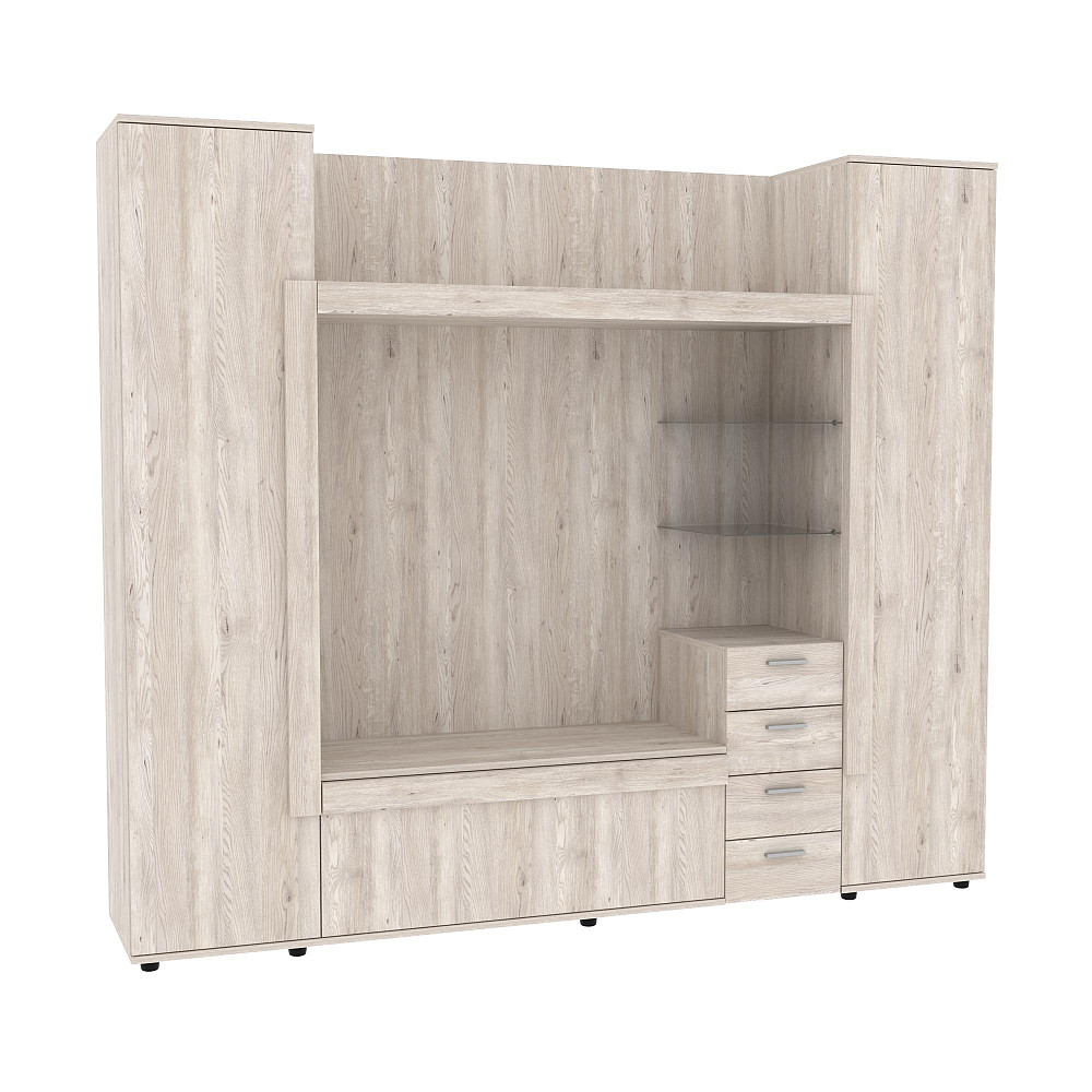 Стенка в гостиную под ТВ Exo-1, Дуб Самоа Дымчатый, 2160х420х1850 Львов - изображение 1