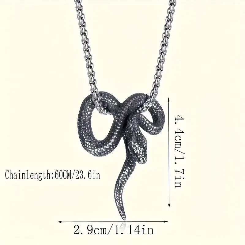Кулон «Змея» на цепочке 60 см – темное серебро, готический унисекс Киев - изображение 4