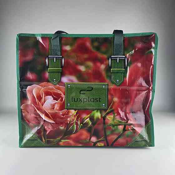 Полипропиленовая сумка на змейке  хозяйственная  с цветным рисунком №2 Розы (1 шт) Харьков