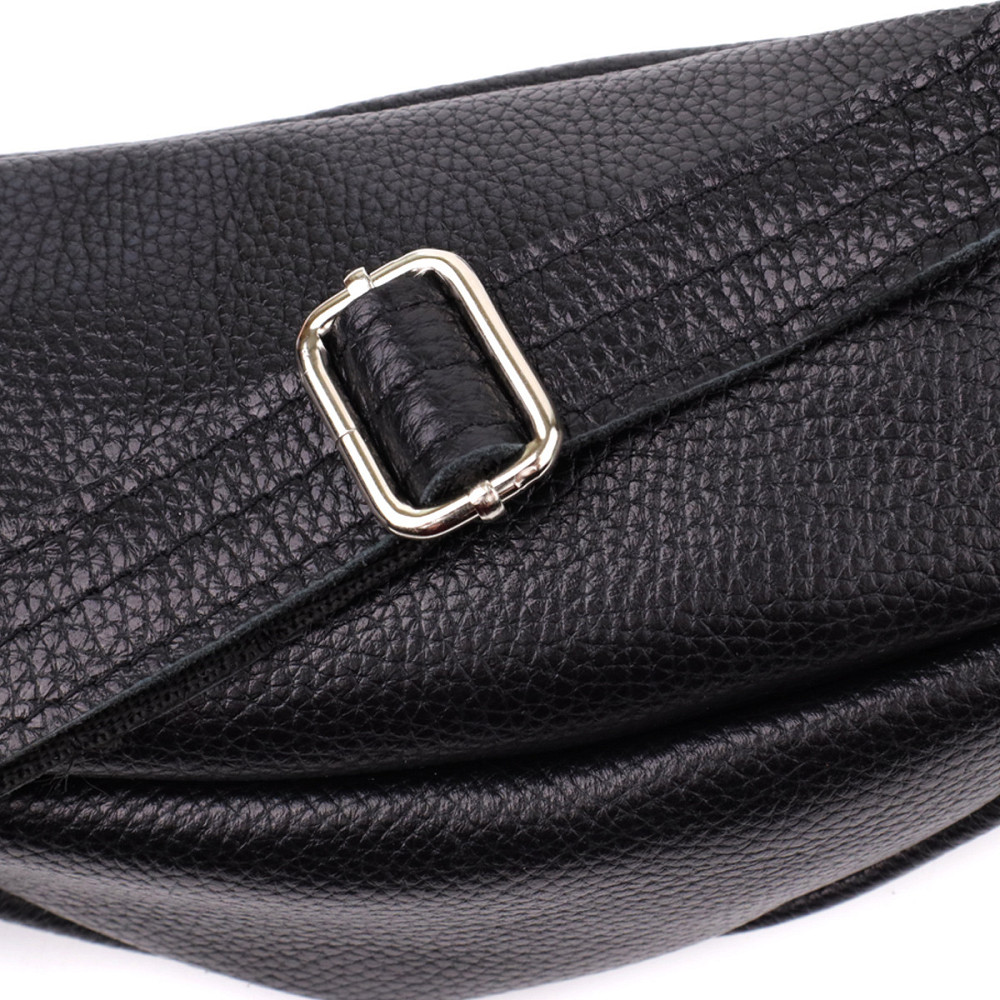 Отменная сумка бананка из зернистой натуральной кожи Черный (SHVIGEL) Киев - изображение 9