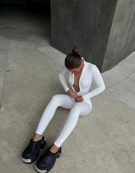 Комбінезон жіночий із моделювальними швами мікродайвінг Білий, 42/44 Одеса - фото 3