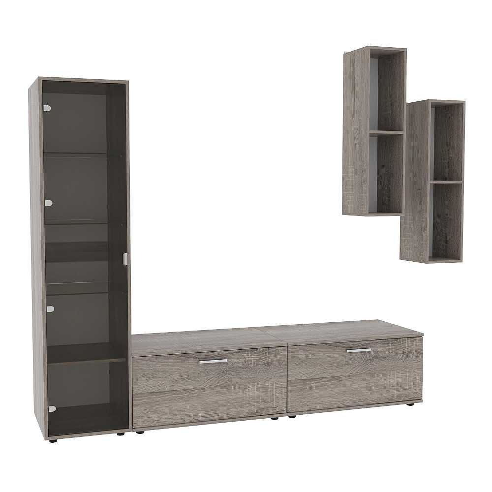 Стенка в гостиную Hugo-2, Дуб Сонома Трюфель, 2060х520х1700 Львов - изображение 1