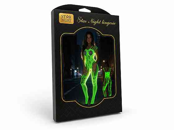 Комбинезон сетка Star Night, светится в темноте, с узором, черный, OS (S–L) Sex Aura Киев