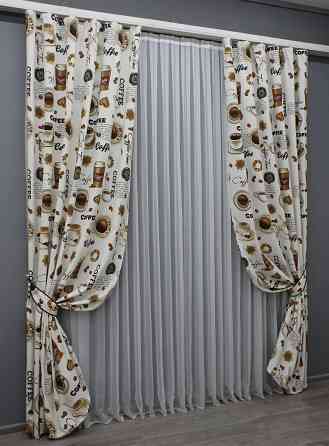 Комплект готових фото-штор VR-Textil Coffee-House № 1497ш Різнобарвний 100х270 см 2 шт (31-983) Київ