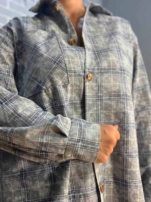 Сорочка жіноча Ariadna 2373 картата оверсайз коттон варка one size, сірий, one size Київ - фото 9